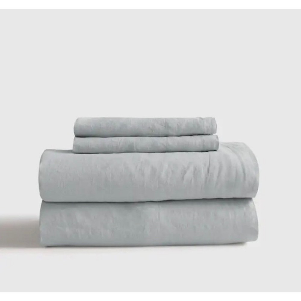 Quince European Linen Sheet Set MIST Queen Size 4 Piece NWOT